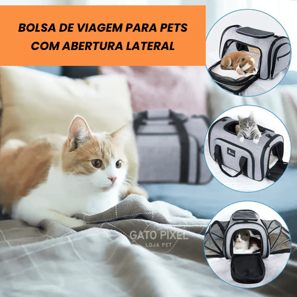 BOLSA DE VIAGEM PARA PETS COM ABERTURA LATERAL