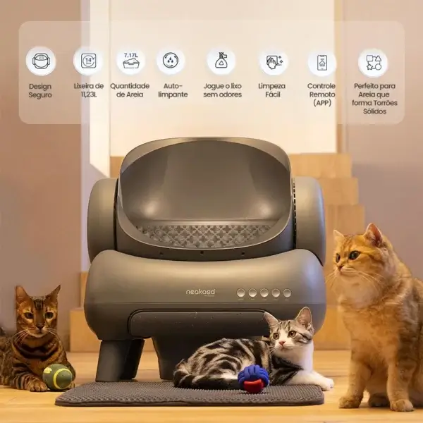 Caixa de areia para gatos autolimpante com abertura superior Neakasa M1